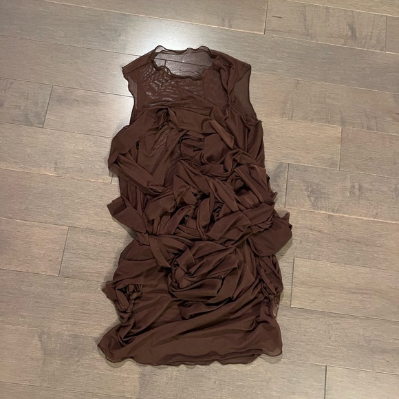 Sheer Mesh Wrap Tie Ribbon Mini Dress - Picture 2 of 2